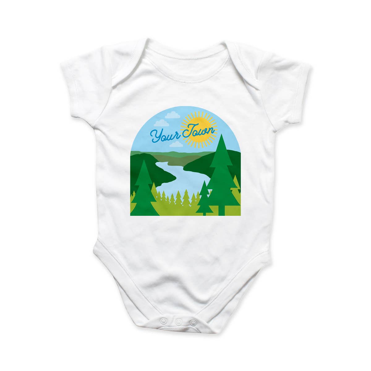 Rock Scissor Paper - Personalized City Baby Onesie - River View