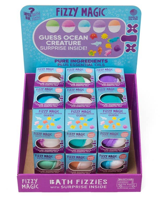 Purposeful Bliss - Fizzy Magic - Bath Bombs, Ocean Squishy Surprise  Inside, PDQ Display