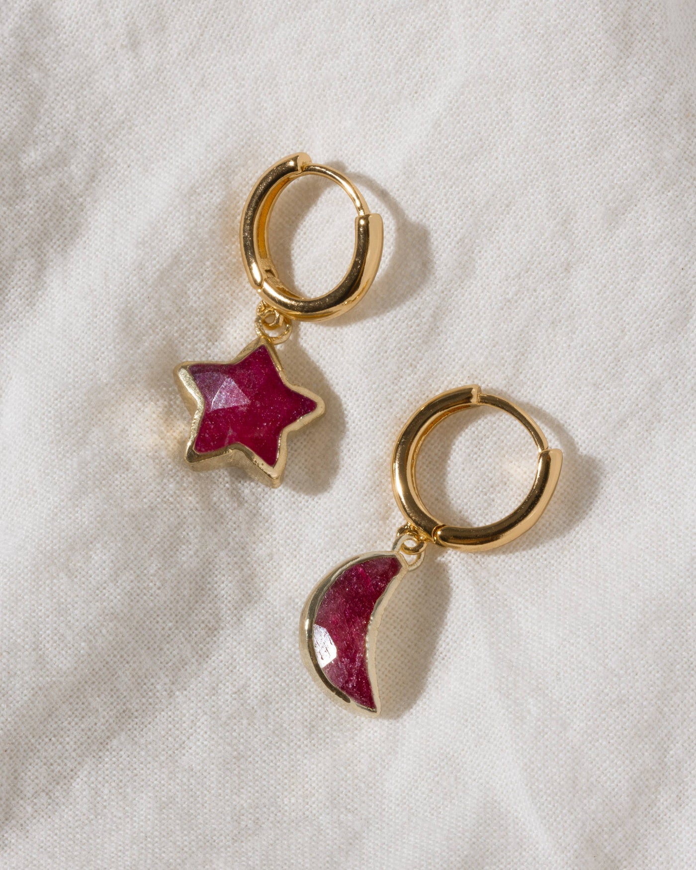 Luna Norte - Sky Gazing Mismatched Hoop Earrings - Ruby