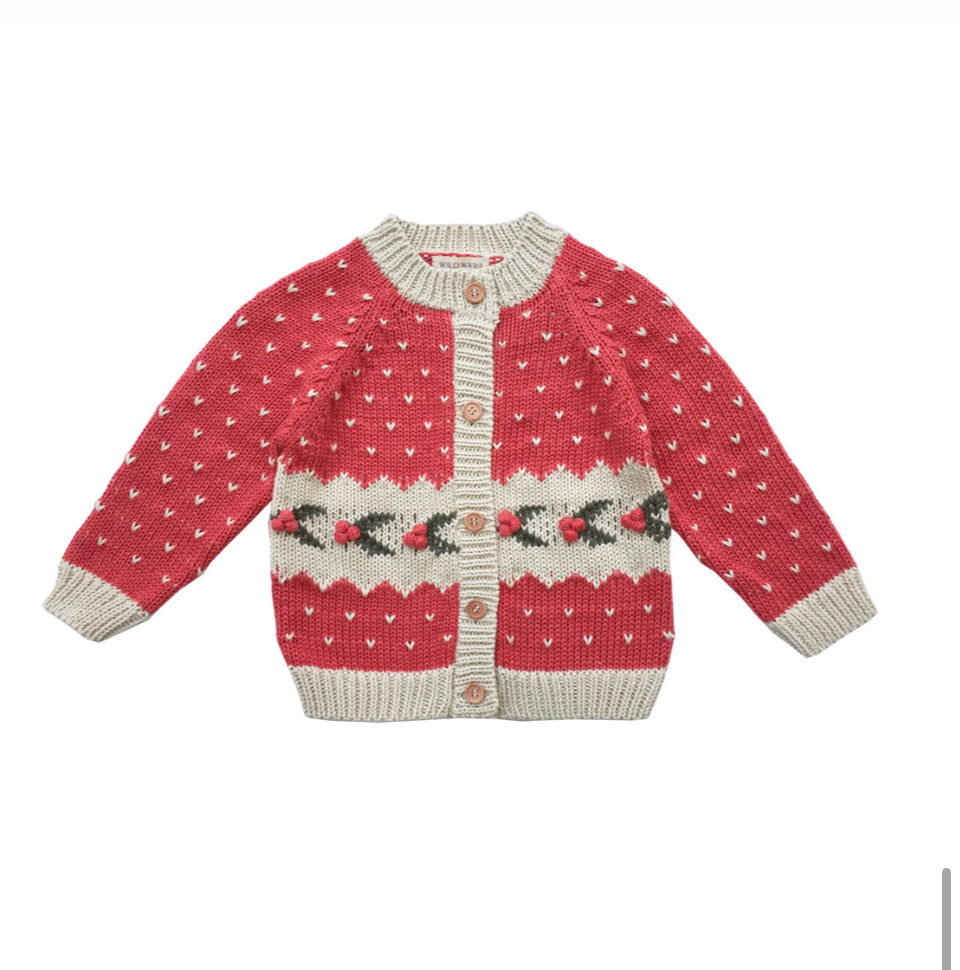 Wild Wawa - Intarsia Cardigan in Red