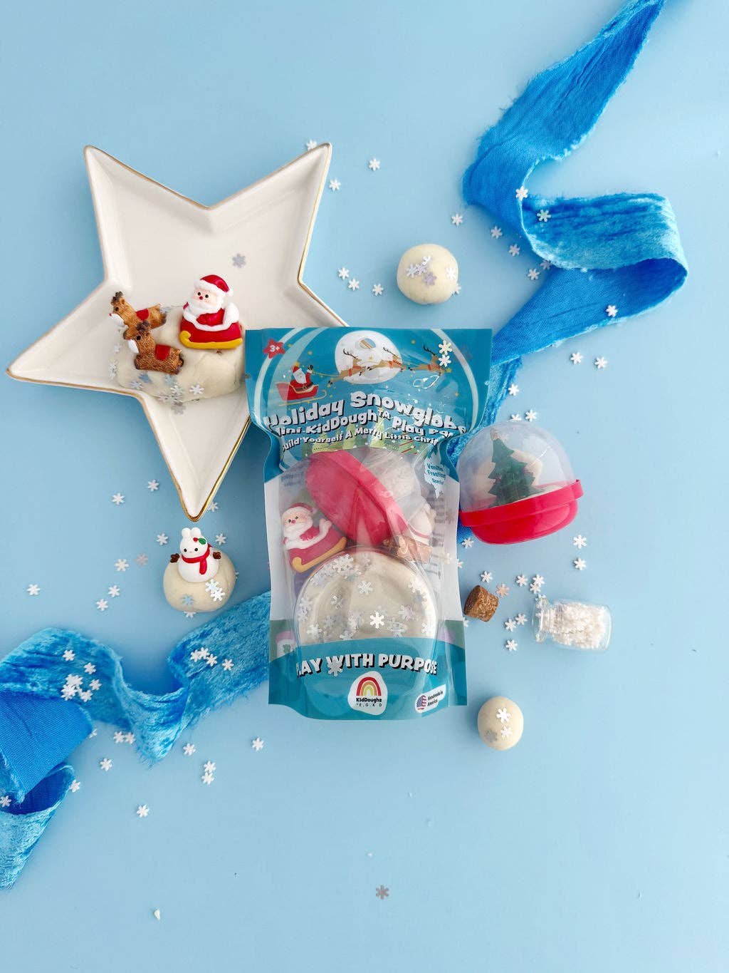 Earth Grown KidDoughs - Holiday Snowglobe Mini KidDough Kit