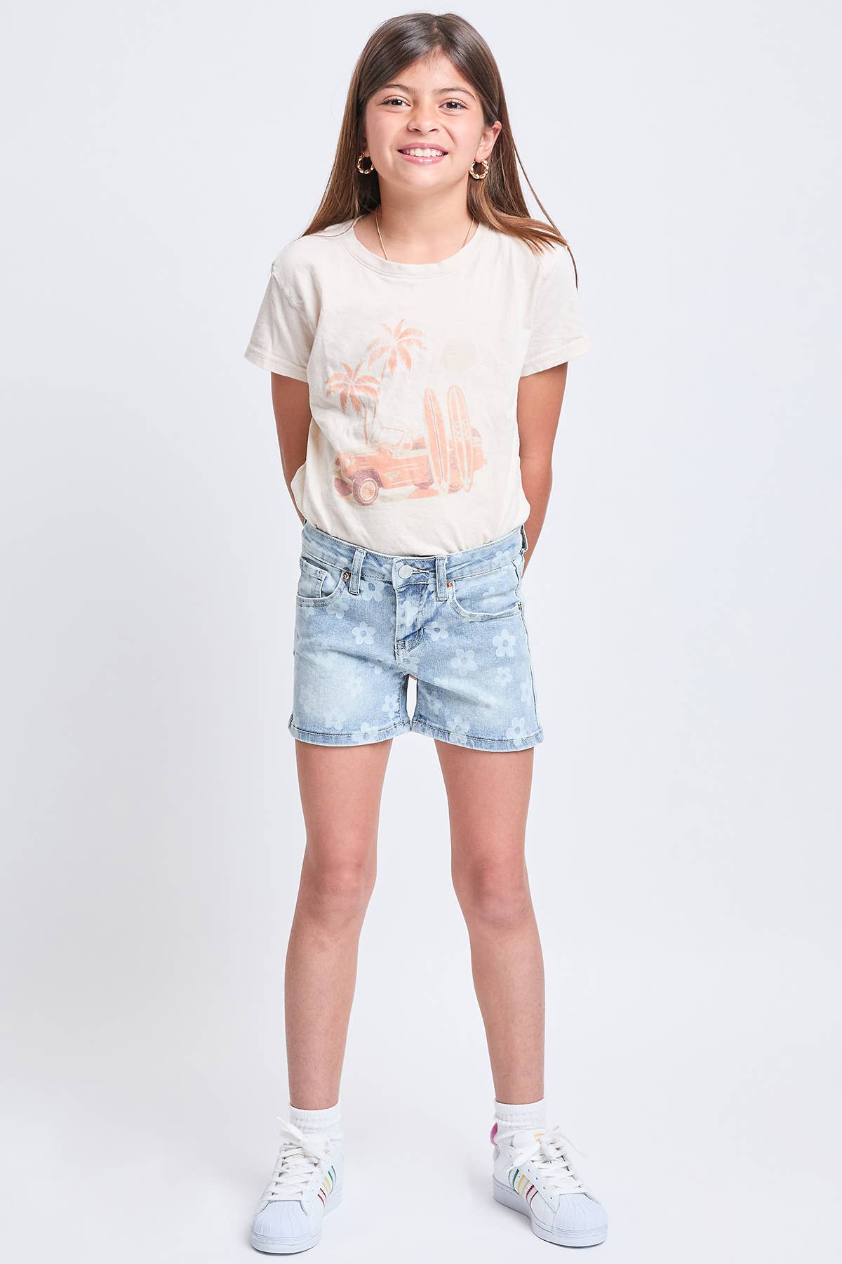YMI - Girls Floral Print Clean Hem Shorts