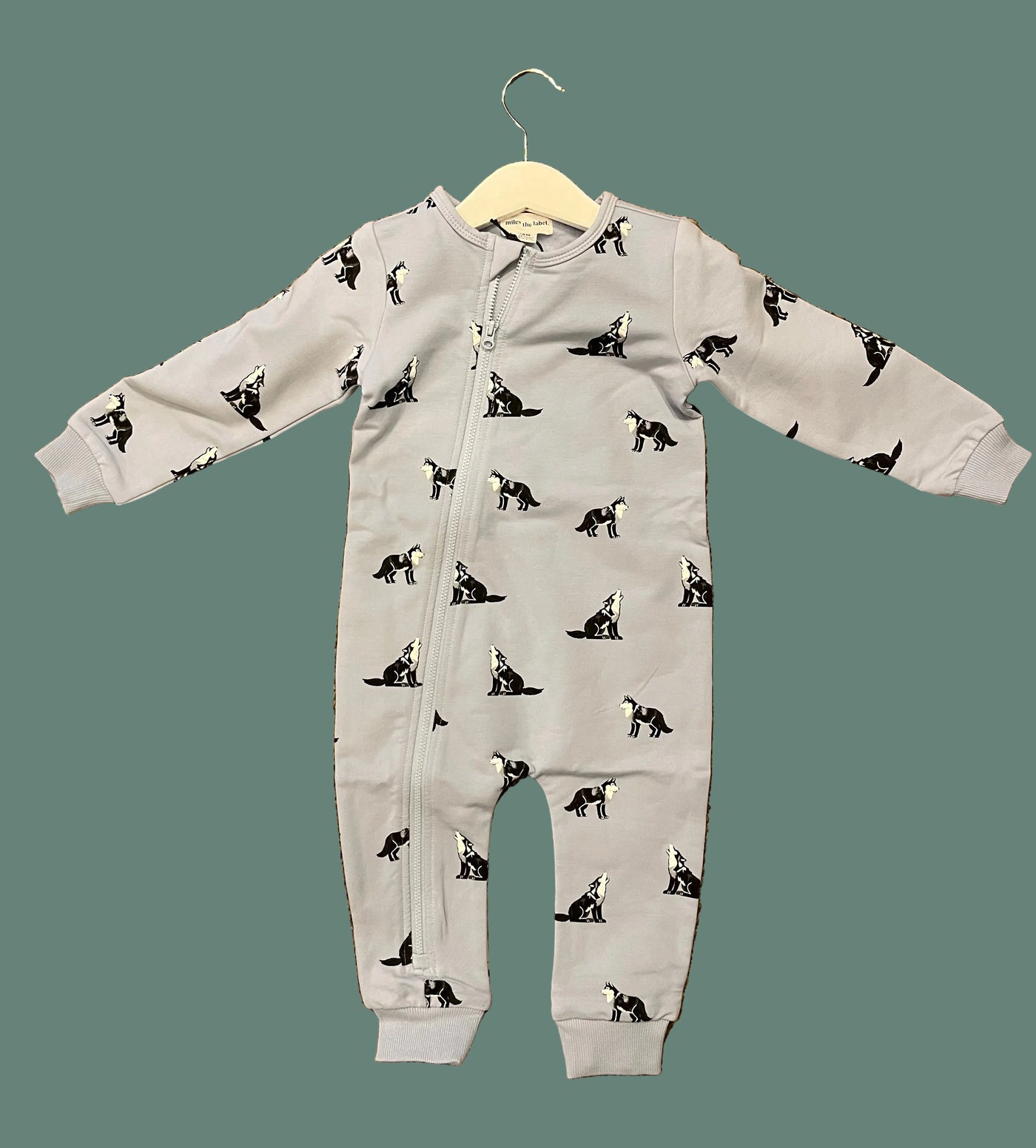 Miles the Label - Wolves Print Terry Baby Playsuit