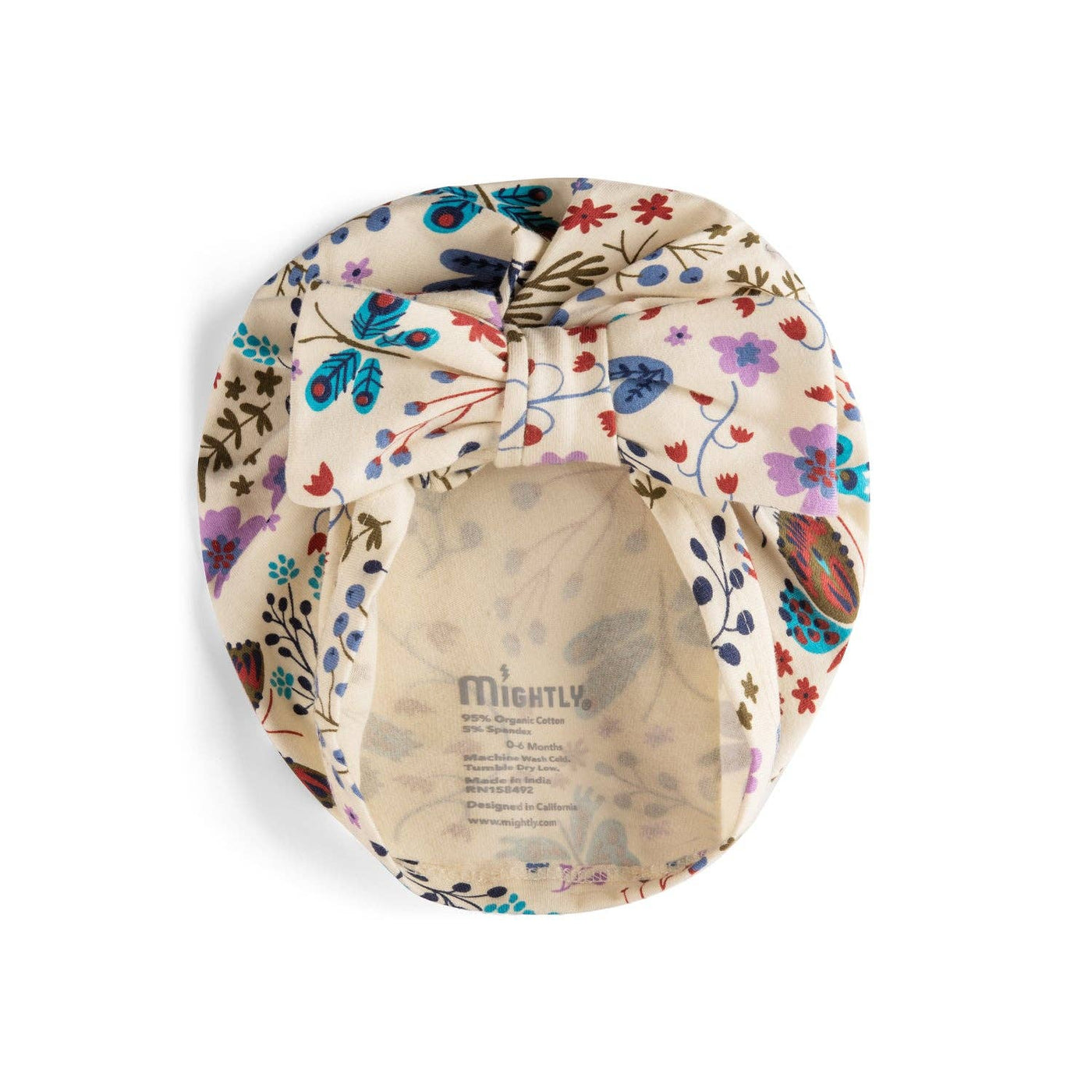 Mightly - Organic Cotton Baby Bow Turban: Botanical Floral