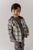 Babysprouts | Kid's Hooded Shacket - Granite Plaid