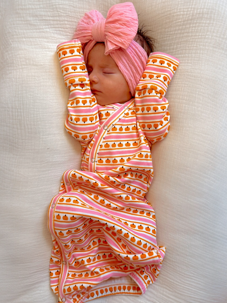 SIIX Collection - Pumpkin Stripe Pink / Organic Gown