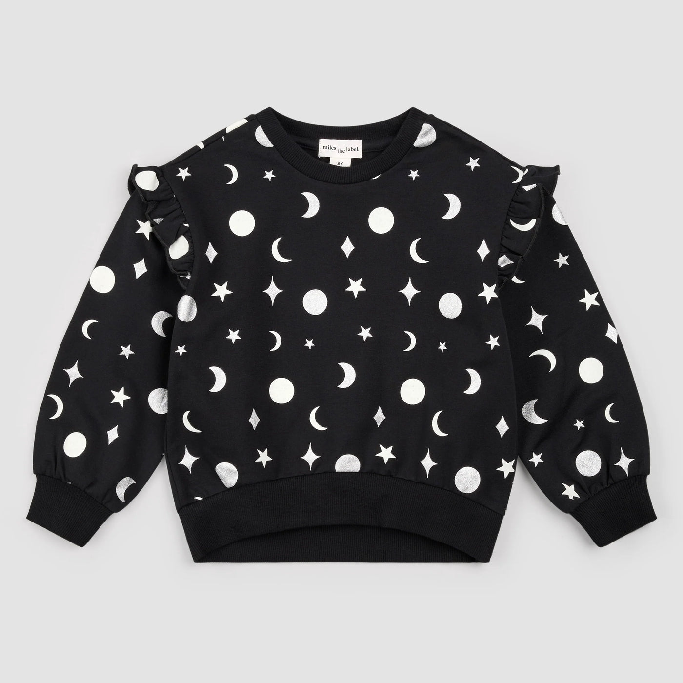 Miles the Label - Celestial Glow-in-the-Dark & Foil Print on Black Sweatshirt