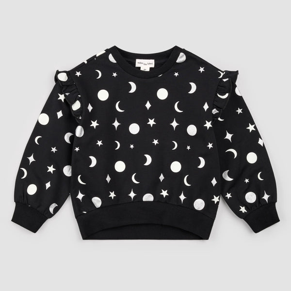 Miles the Label - Celestial Glow-in-the-Dark & Foil Print on Black Sweatshirt