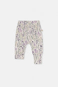 Deux Par Deux | Organic Cotton Pants - Beige With Heart Print