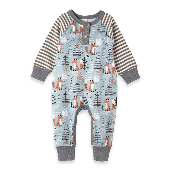 Tesa Babe - Foxy Forest Bamboo Henley Baby Romper