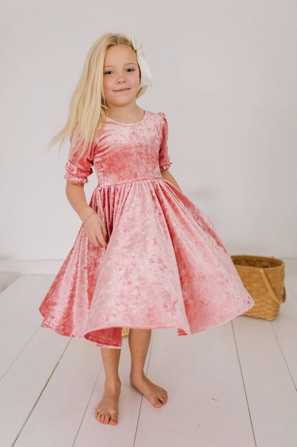 Ollie Jay - Pippa Dress in Pink Crushed Velvet