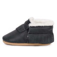 BirdRock Baby - Sherpa Baby Leather Moccasins - Black and Tan