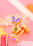 Pierced Co - Tiny Purple Butterfly Earrings