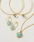 Luna Norte - Conversation Heart Mini Hoop Earrings - Amazonite