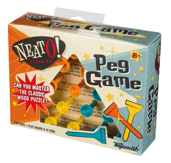 Toysmith - Neato! Classic Wooden Peg Game, Travel Size- Retro Classic