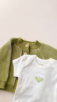 The Blueberry Hill - 100% Cotton Brioche Cardigan - Green