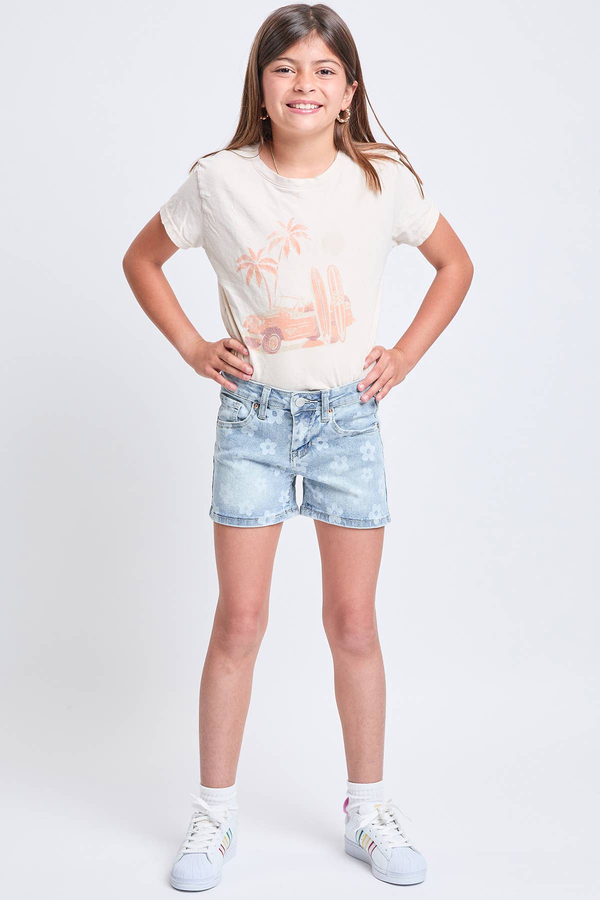 YMI - Girls Floral Print Clean Hem Shorts