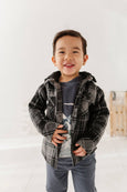 Babysprouts | Kid's Hooded Shacket - Charcoal Plaid