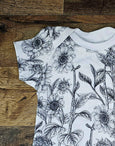 Small Blessings Design - Black and White Sunflower Bodysuit, Baby one-piece