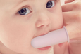 Rammelaartje - Silicone Finger Toothbrush with Case - Powder Pink