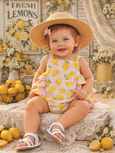 Lemon Sorbet / Organic Muslin Ruffle Sunsuit - SIIX Collection