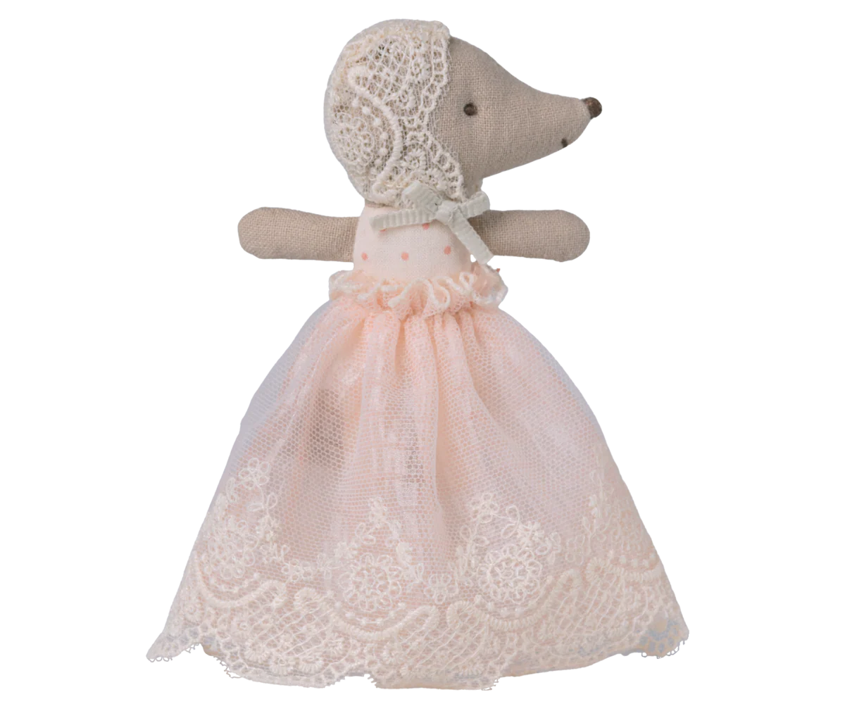 Maileg - Baby Mouse in gown- Powder