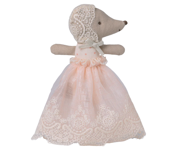 Maileg - Baby Mouse in gown- Powder