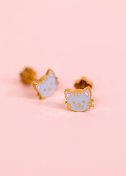 Pierced Co - Gray Cat Earrings