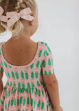 Good Apples Kids - Short Sleeve Twirl Dress in Pink Tulips