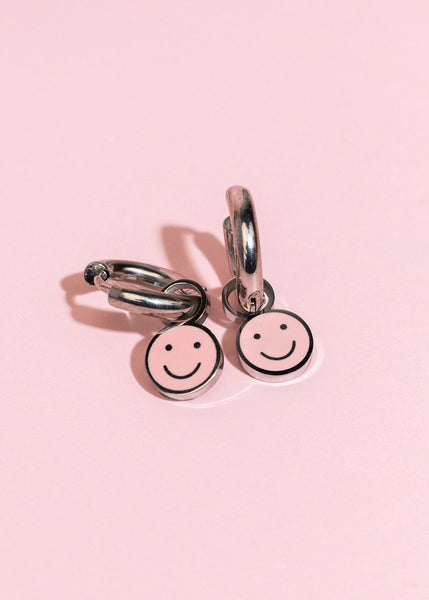 Pierced Co - Silver Pink Smiley Charms