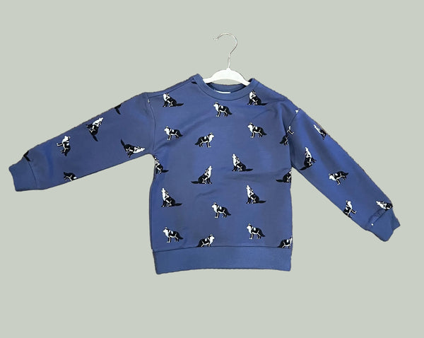 Miles the Label - Wolves Print on Blue Sweatshirt