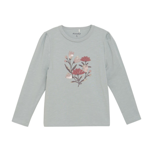 Minymo - Puritan Gray Floral Long Sleeve Shirt