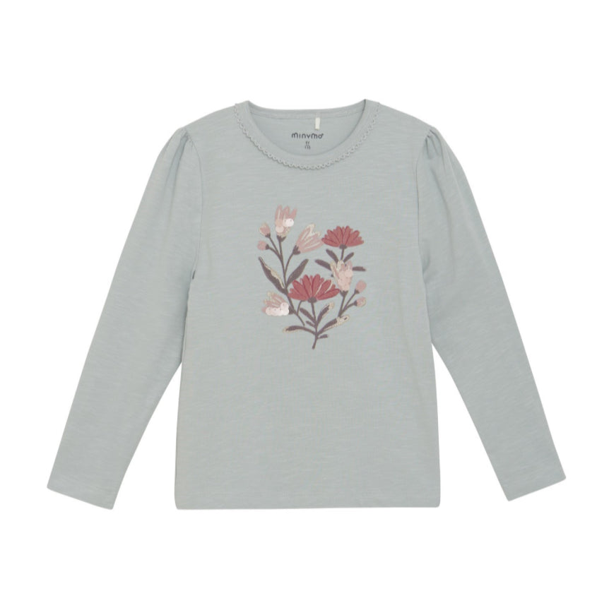 Minymo - Puritan Gray Floral Long Sleeve Shirt