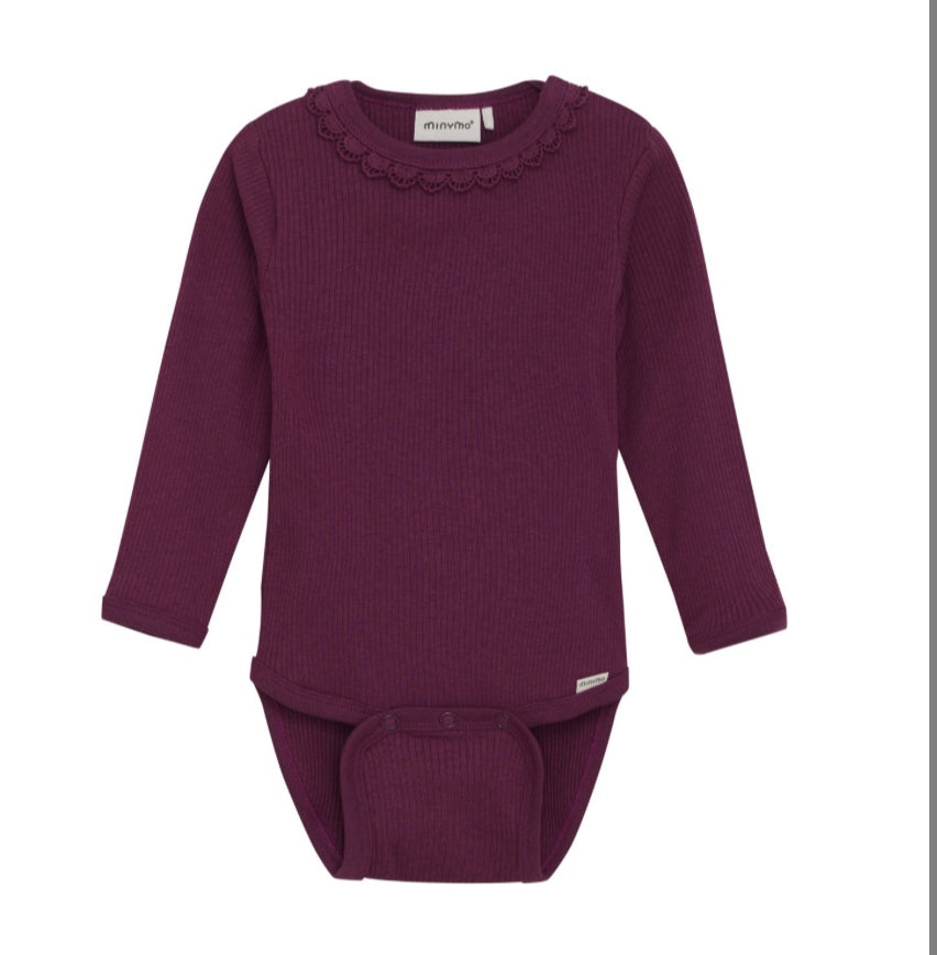 Minymo -  Long Sleeved Onesie - Raspberry Coulis