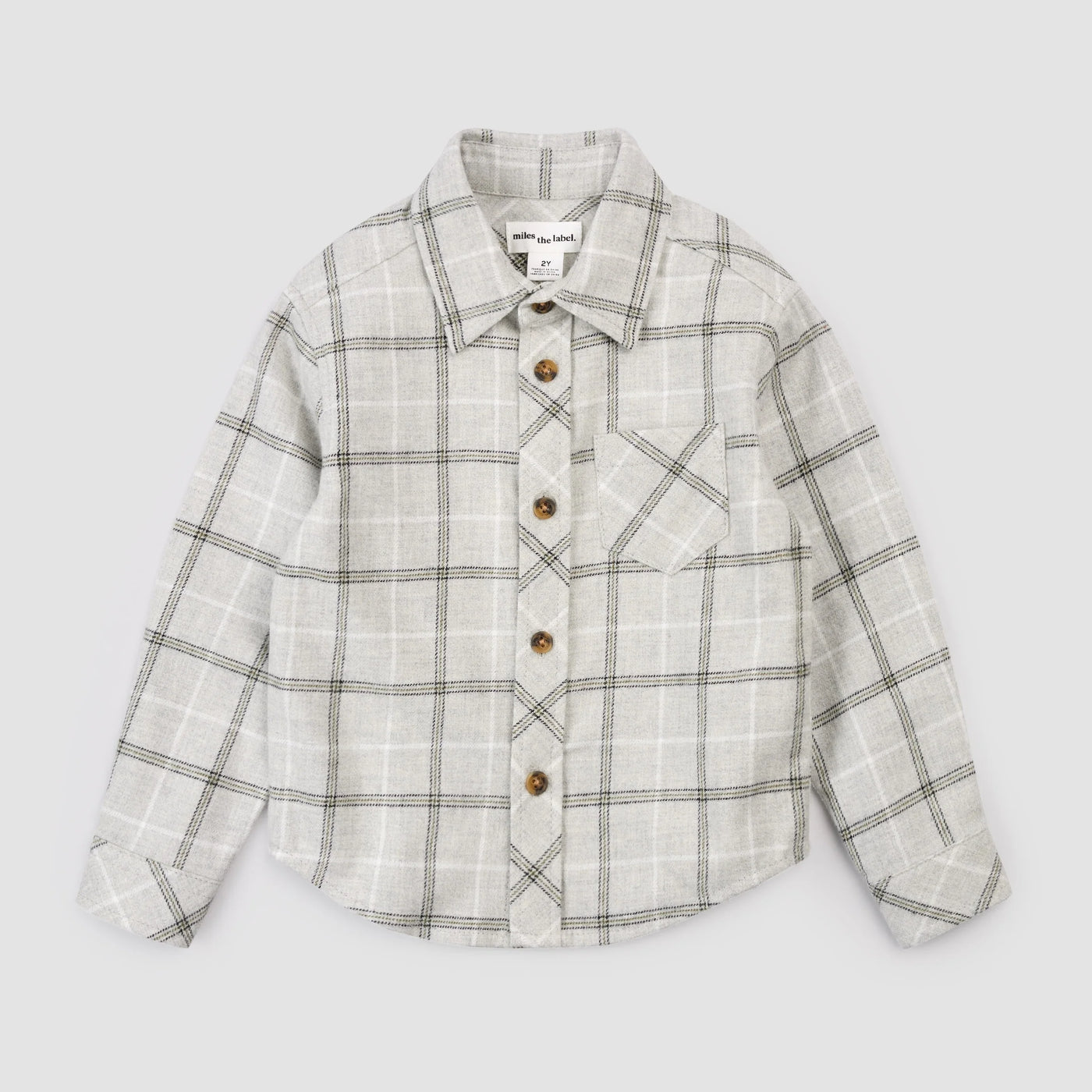 Miles the Label - Light Grey Plaid Flannel Button Down
