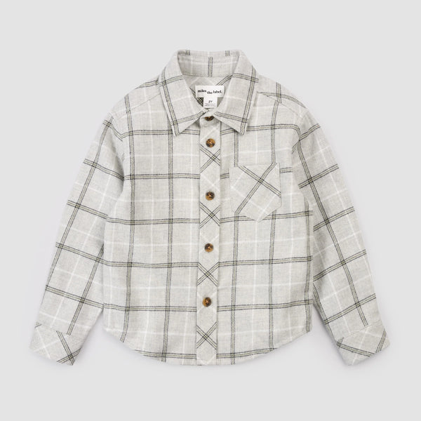 Miles the Label - Light Grey Plaid Flannel Button Down