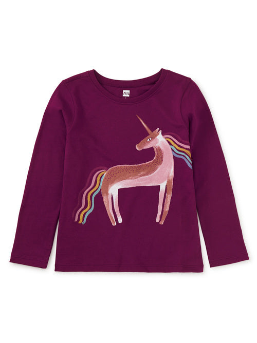Tea Collection - Rainbow Unicorn Long Sleeve T Shirt - Cosmic Berry