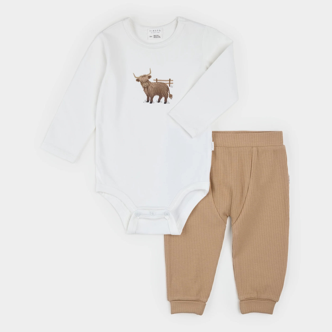 Petit Lem - Highland Cow 2pc LunaKnit Bodysuit Set