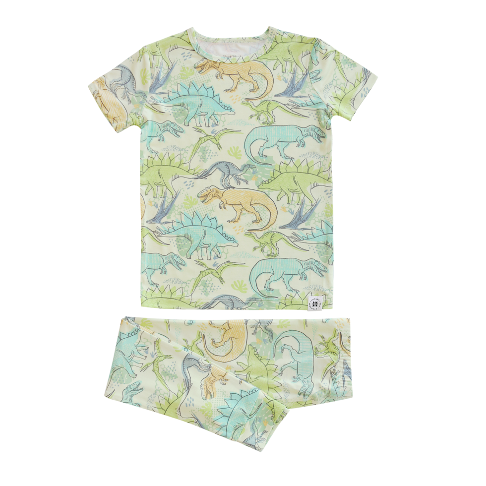 Sweet Bamboo - Neon Dino - Short Sleeve Pajama