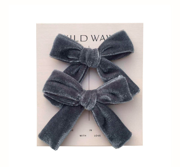 Wild Wawa - Velvet Bow Clip set - Burgandy