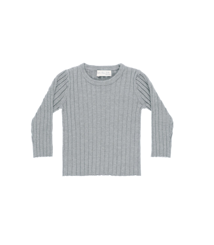 Rylee & Cru l Long Sleeve Knit Ribbed Top - Dusty Blue