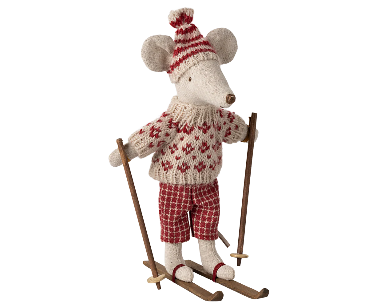 Maileg - Winter Mouse, with Ski Set, Mum