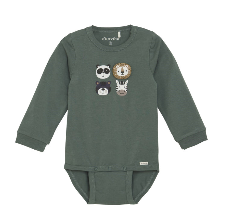 Minymo - Forest Friends Onesie in Dark Forest