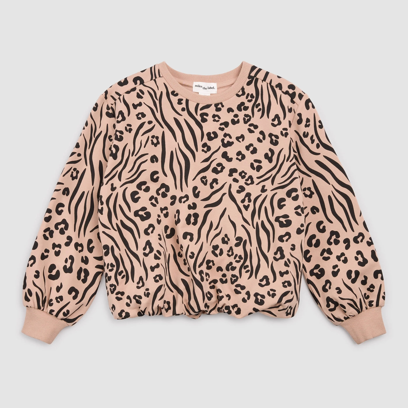 Miles the Label - Spots and Stripes Print on Tan Fleece Sweatshirt