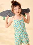 Tea Collection - Tie Shoulder Sporty Romper - Kitty Floral
