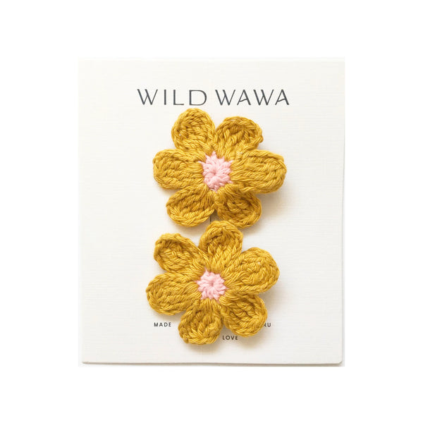 Wild Wawa - Crochet Flower Clip Set - Golden