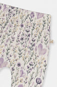 Deux Par Deux | Organic Cotton Pants - Beige With Heart Print