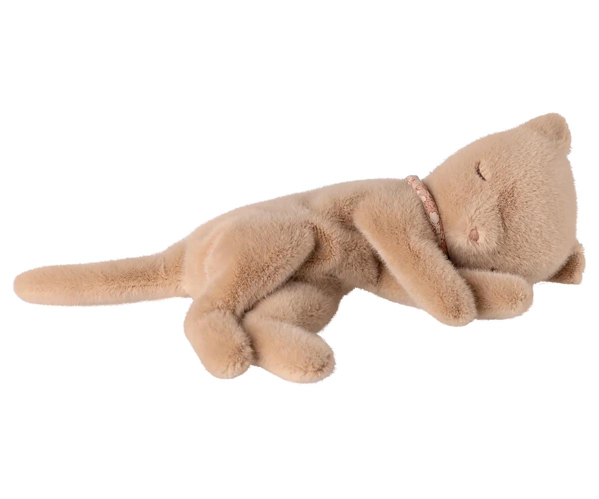 Maileg - Sleeping Kitten Plush, small - Cream peach