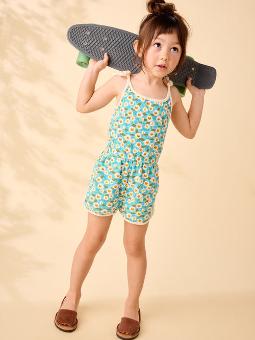 Tea Collection - Tie Shoulder Sporty Romper - Kitty Floral