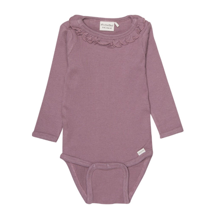 Minymo -  Long Sleeved Onesie - Grapeshape Pink